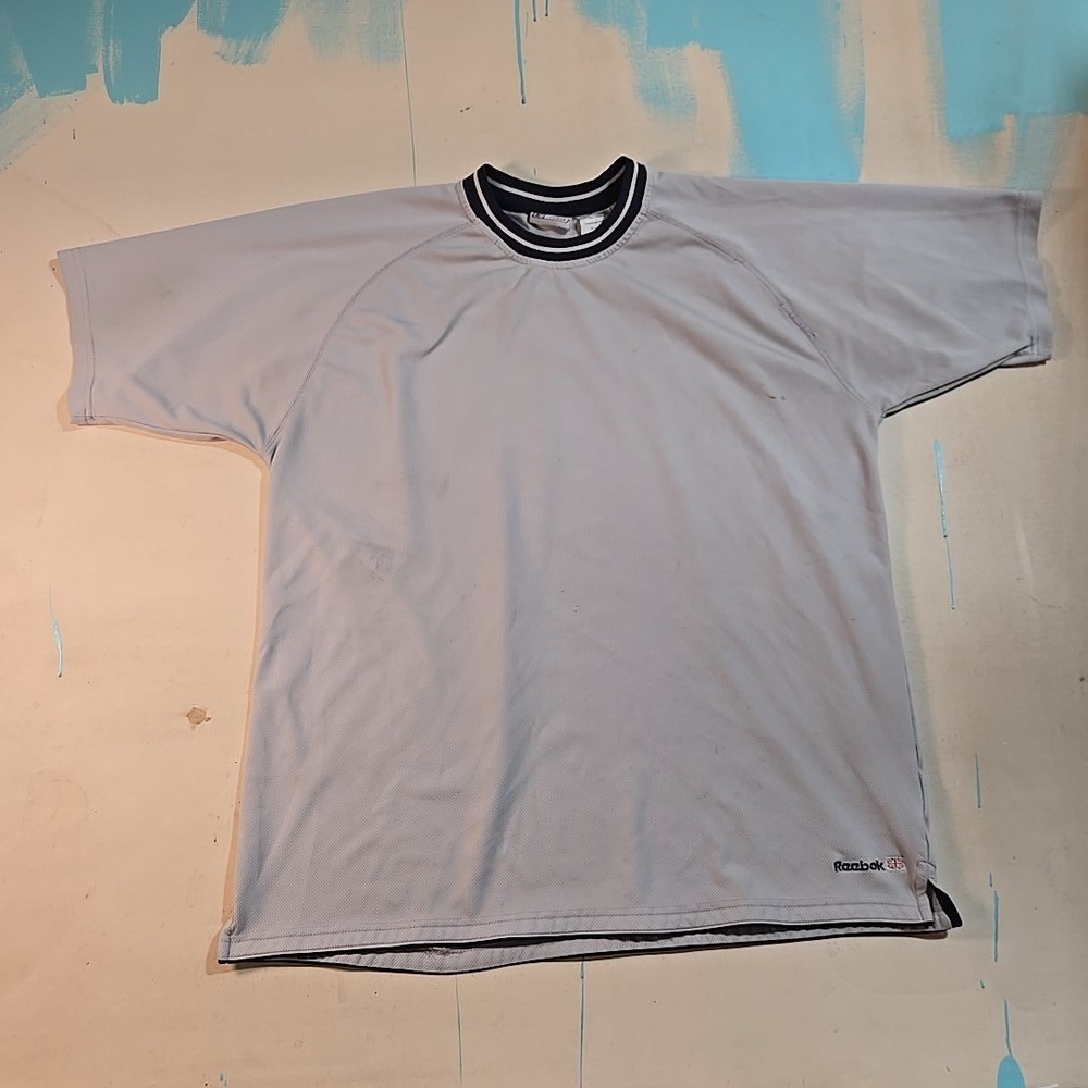 Reebok Men XXL‎ Gray Jersey T-Shirt England Union Jack Logo Soccer USA 00s Y2K